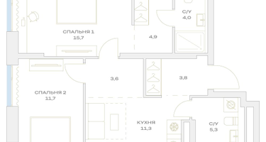 3-к. квартира, 60&nbsp;м²