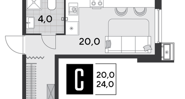 Студия, 24 м²