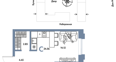 Студия, 24 м²
