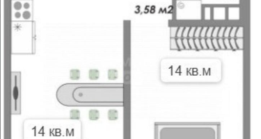 1-к. квартира, 38,1&nbsp;м²