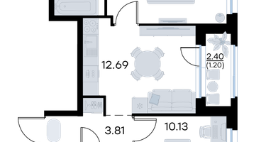 2-к. квартира, 46&nbsp;м²
