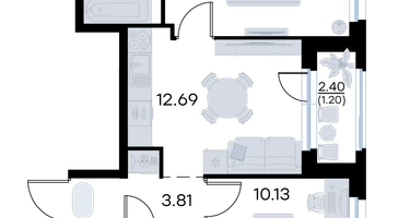 2-к. квартира, 46 м²