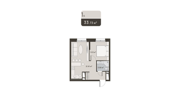 1-к. квартира, 33 м²