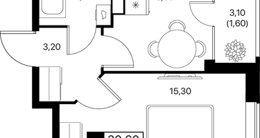 1-к. квартира, 32 м²
