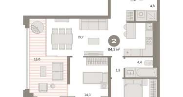 2-к. квартира, 82&nbsp;м²