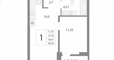 Студия, 39&nbsp;м²