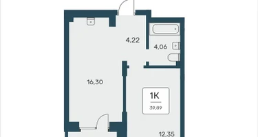 1-к. квартира, 39 м²