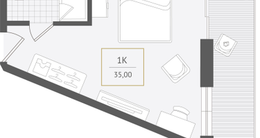 1-к. квартира, 35&nbsp;м²