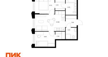 2-к. квартира, 50&nbsp;м²