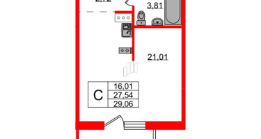 Студия, 28&nbsp;м²