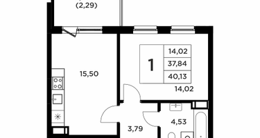 1-к. квартира, 45&nbsp;м²