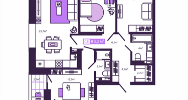 Студия, 83 м²