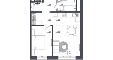1-к. квартира, 45&nbsp;м²