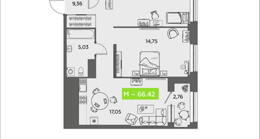Студия, 66&nbsp;м²