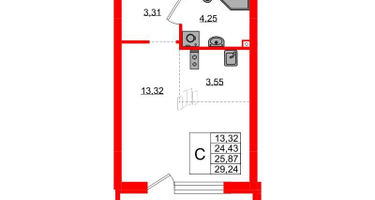 Студия, 25&nbsp;м²