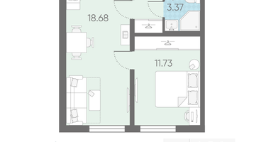 1-к. квартира, 36&nbsp;м²
