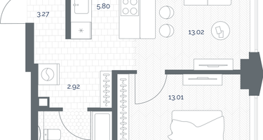 1-к. квартира, 42&nbsp;м²