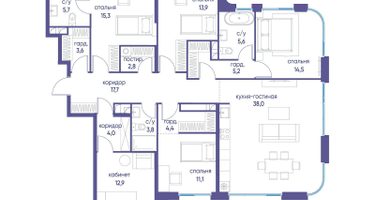 5-к. квартира, 158 м²