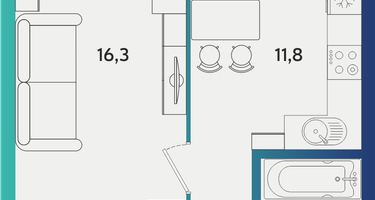 1-к. квартира, 35&nbsp;м²