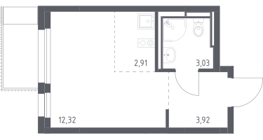 Студия, 22&nbsp;м²