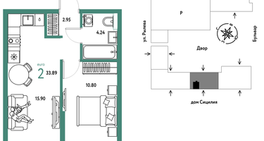 2-к. квартира, 33 м²