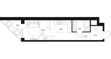 Студия, 32&nbsp;м²