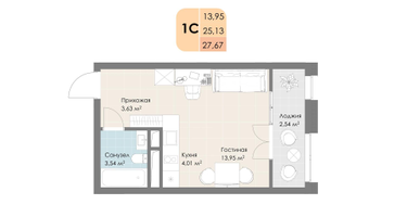 Студия, 27&nbsp;м²