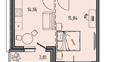 1-к. квартира, 45 м²