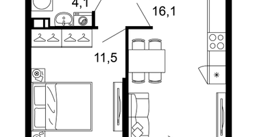 1-к. квартира, 37&nbsp;м²