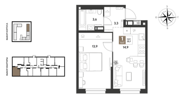 1-к. квартира, 35&nbsp;м²