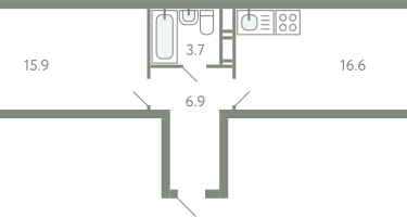 1-к. квартира, 42&nbsp;м²