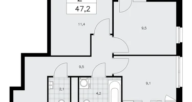 2-к. квартира, 47&nbsp;м²