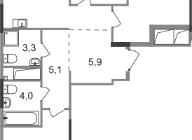 3-к. квартира, 82 м²