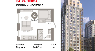 Студия, 24&nbsp;м²