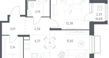 Студия, 48&nbsp;м²