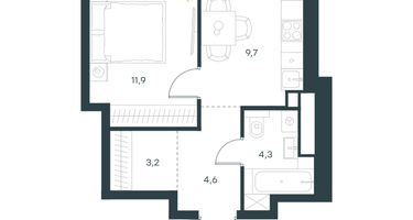 1-к. квартира, 33 м²