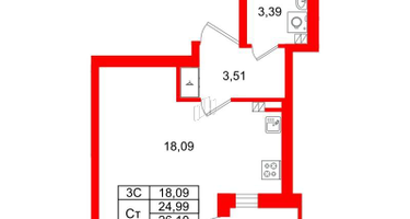 Студия, 24&nbsp;м²