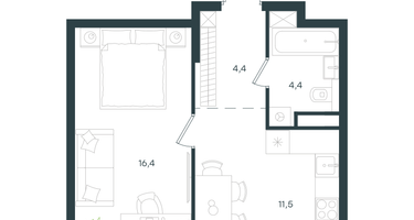 1-к. квартира, 36&nbsp;м²