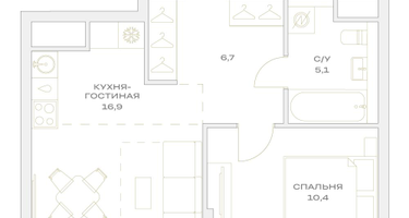 2-к. квартира, 39&nbsp;м²