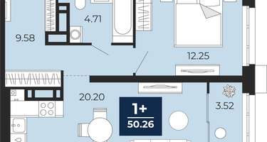 1-к. квартира, 46 м²