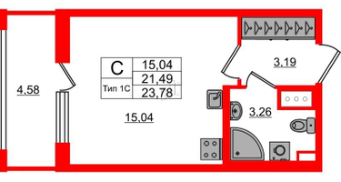Студия, 21&nbsp;м²