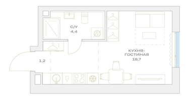 Студия, 24 м²