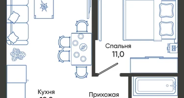 1-к. квартира, 39&nbsp;м²