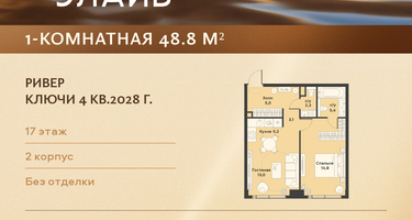 1-к. квартира, 48 м²
