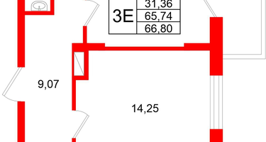 2-к. квартира, 66&nbsp;м²