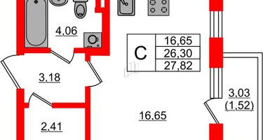 Студия, 26&nbsp;м²