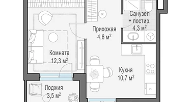 1-к. квартира, 33&nbsp;м²