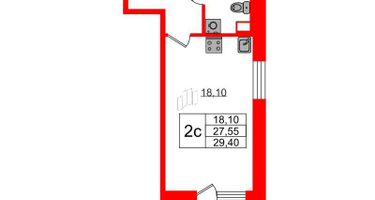 Студия, 27 м²