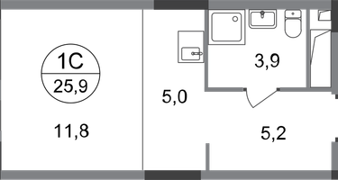 Студия, 25 м²