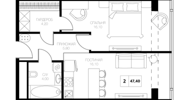 2-к. квартира, 47&nbsp;м²